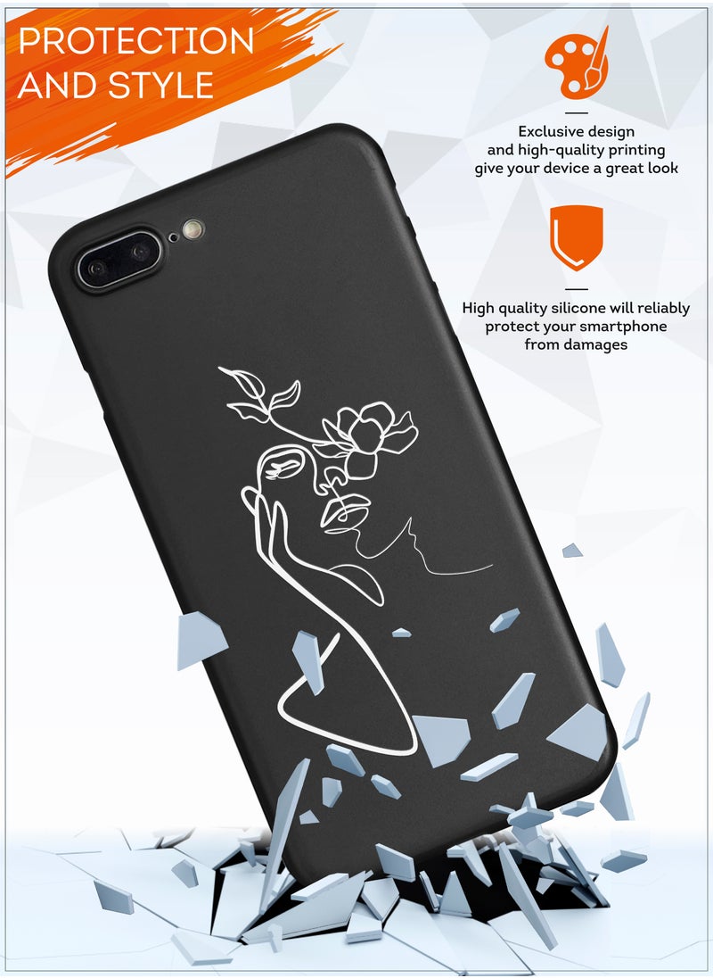 MOBILIUS - for iPhone 7 Plus/8 Plus Case, Shockproof Protective Phone Case Cover for iPhone 7 Plus/8 Plus, with Face & Flowers white Pattern - Image 1