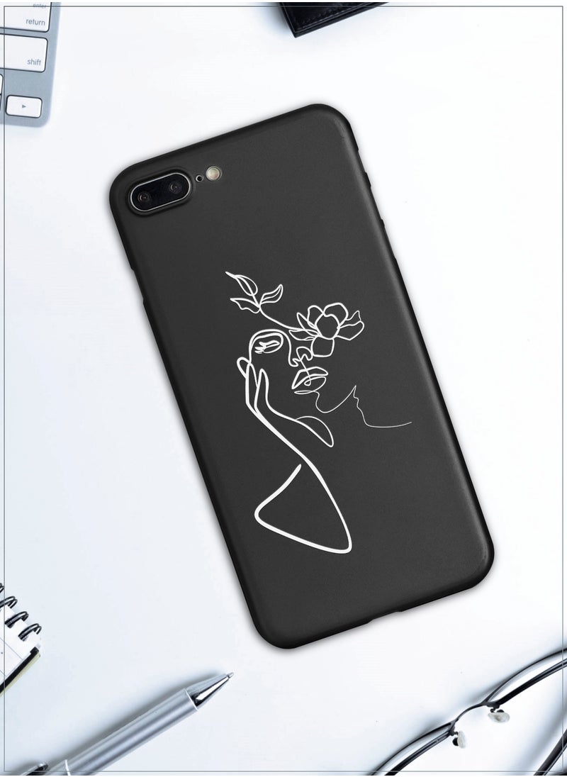 MOBILIUS - for iPhone 7 Plus/8 Plus Case, Shockproof Protective Phone Case Cover for iPhone 7 Plus/8 Plus, with Face & Flowers white Pattern - Image 1