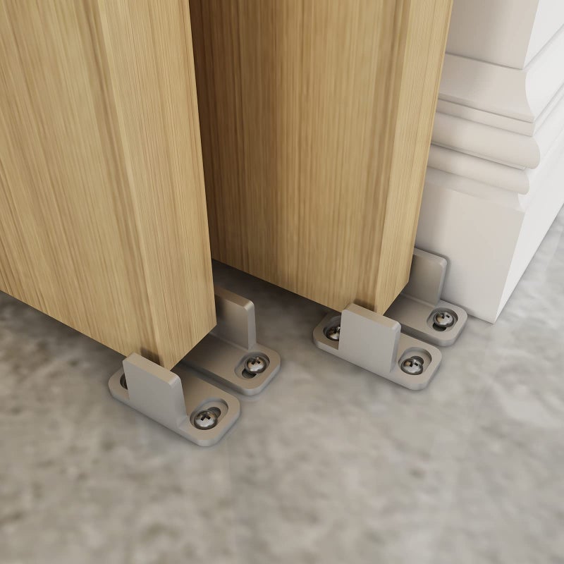 JUBEST JUBEST Floor Guide for Sliding Barn Door Hardware Silver Aluminum Set of 2  - Image 3