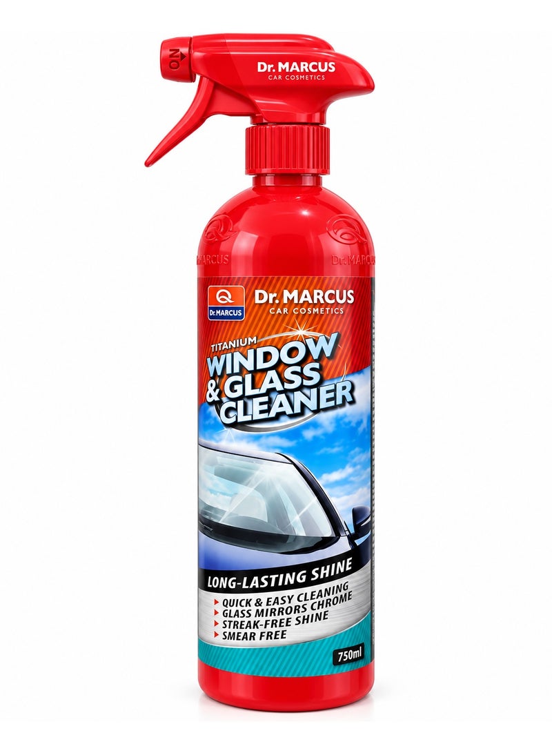 Dr. Marcus Titanium Window & Glass Cleaner, 750 ml, Quick and Easy Car Glass Cleaning Spray for Windows, Mirrors and Chrome, Helps Remove Dirt, Fingerprints and Smudges, Leaves a Streak-Free Clear Shine for Interior and Exterior Automotive Glass