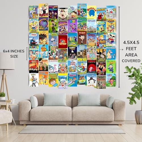 Posters Inc Pack of 54 Nostalgia Cartoon Posters, Home Decor Items For Living Room, Aesthetic Wall Stickers For Bedroom And Kitchen, Gifts For Women And Children, 4x6 Inches Size Collage Art Kit - Image 3