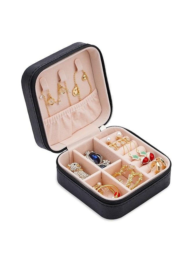 Black Small Jewelry Box, Rings, Earrings, Necklace and Bracelet Organizer, mini Travel portable Jewelry Case, Gifts for Girls, Jewelry Display Case  - Image 1