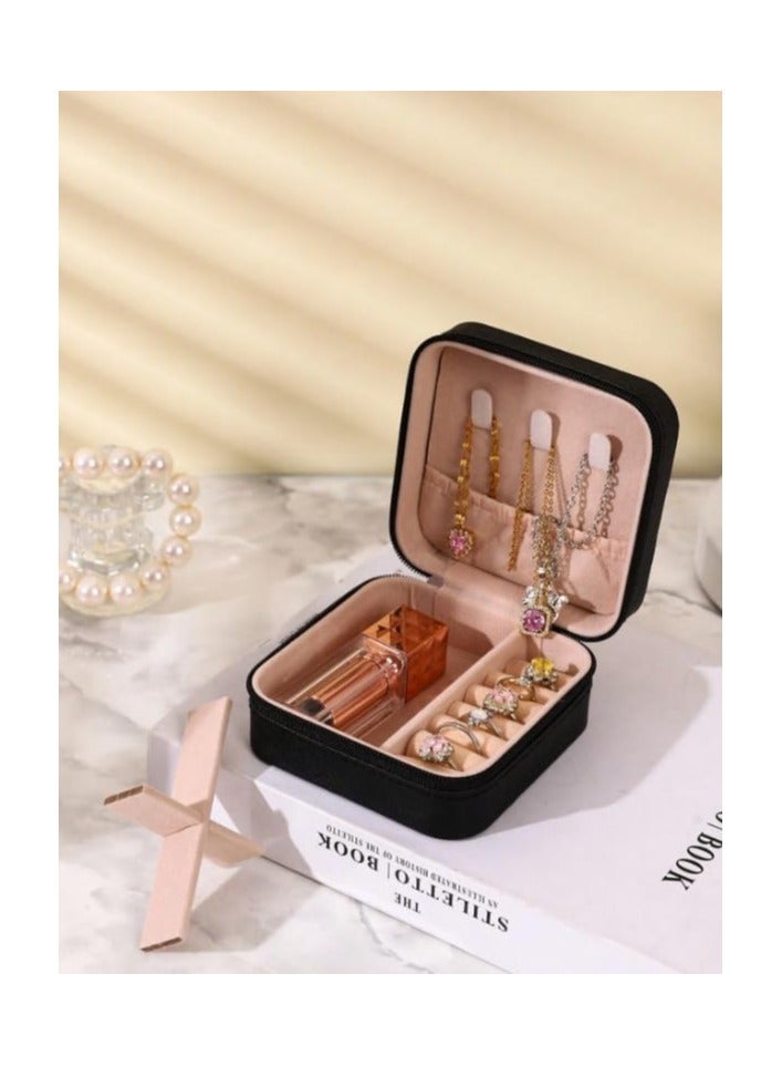 Black Small Jewelry Box, Rings, Earrings, Necklace and Bracelet Organizer, mini Travel portable Jewelry Case, Gifts for Girls, Jewelry Display Case  - Image 2