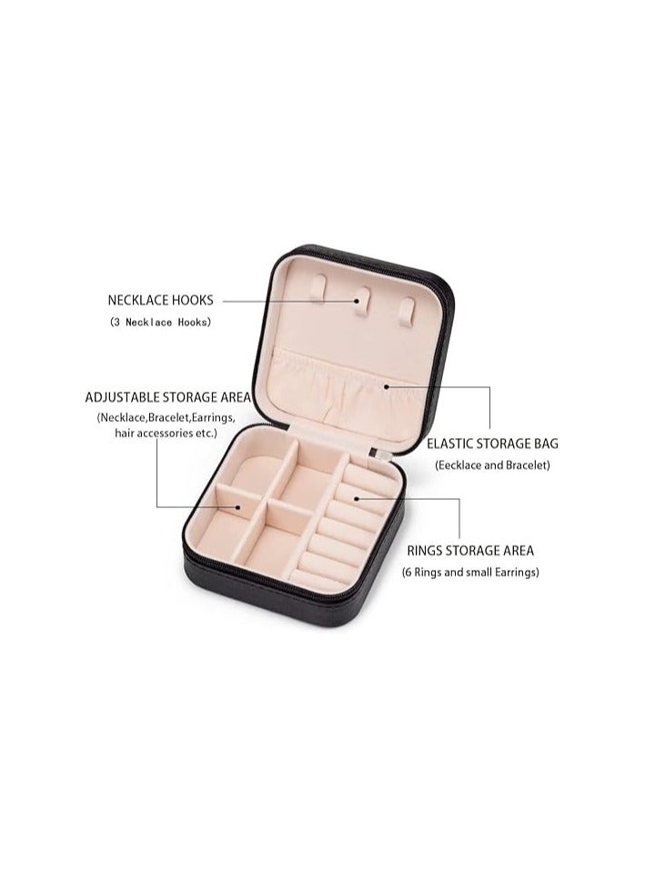 Black Small Jewelry Box, Rings, Earrings, Necklace and Bracelet Organizer, mini Travel portable Jewelry Case, Gifts for Girls, Jewelry Display Case  - Image 4
