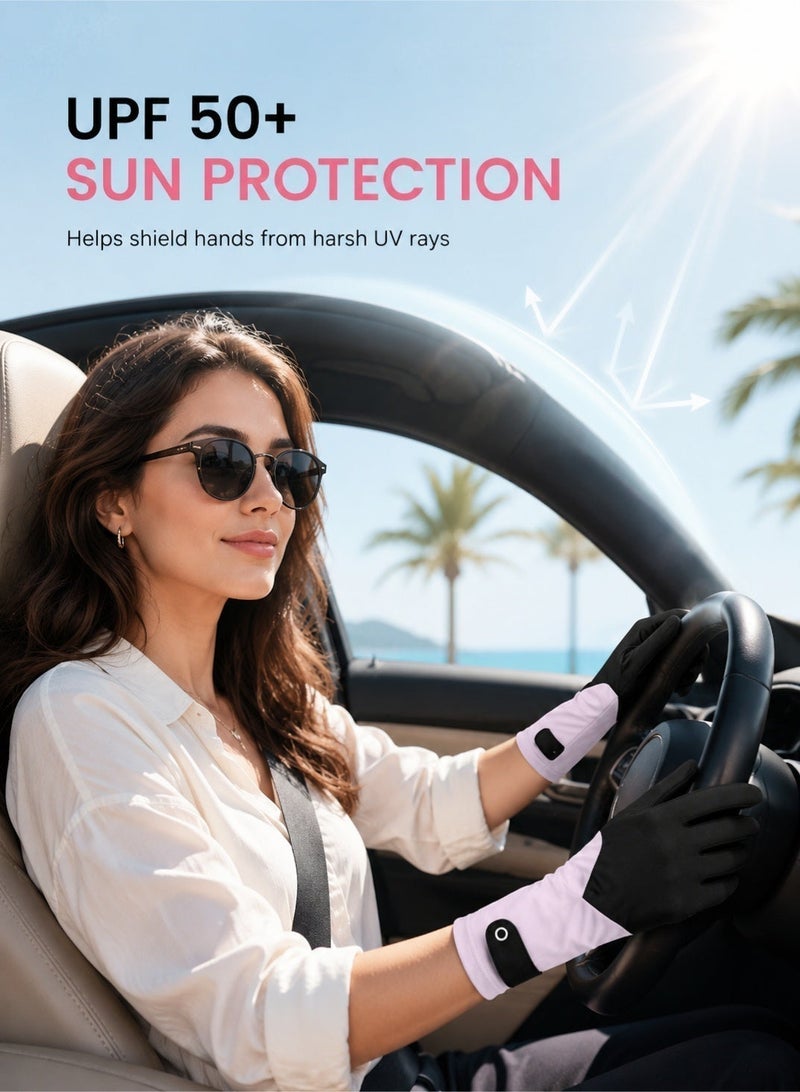 fdsport UV Protection Gloves Women UPF 50+ Ice Silk Cooling Touchscreen Driving Gloves Anti Slip Sun Gloves for Cycling Running Hiking Outdoor Summer Wear - Image 2