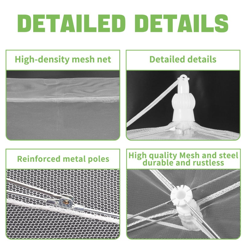 Lauon Extra Large Food Cover, 3 Jumbo (40"X23.7"), White Mesh Plate Serving Tents, Pop-Up Umbrella Screen Tents, Patio Net for Outdoor Camping, Picnics, Parties, BBQ, Collapsible and Reusable - Image 5