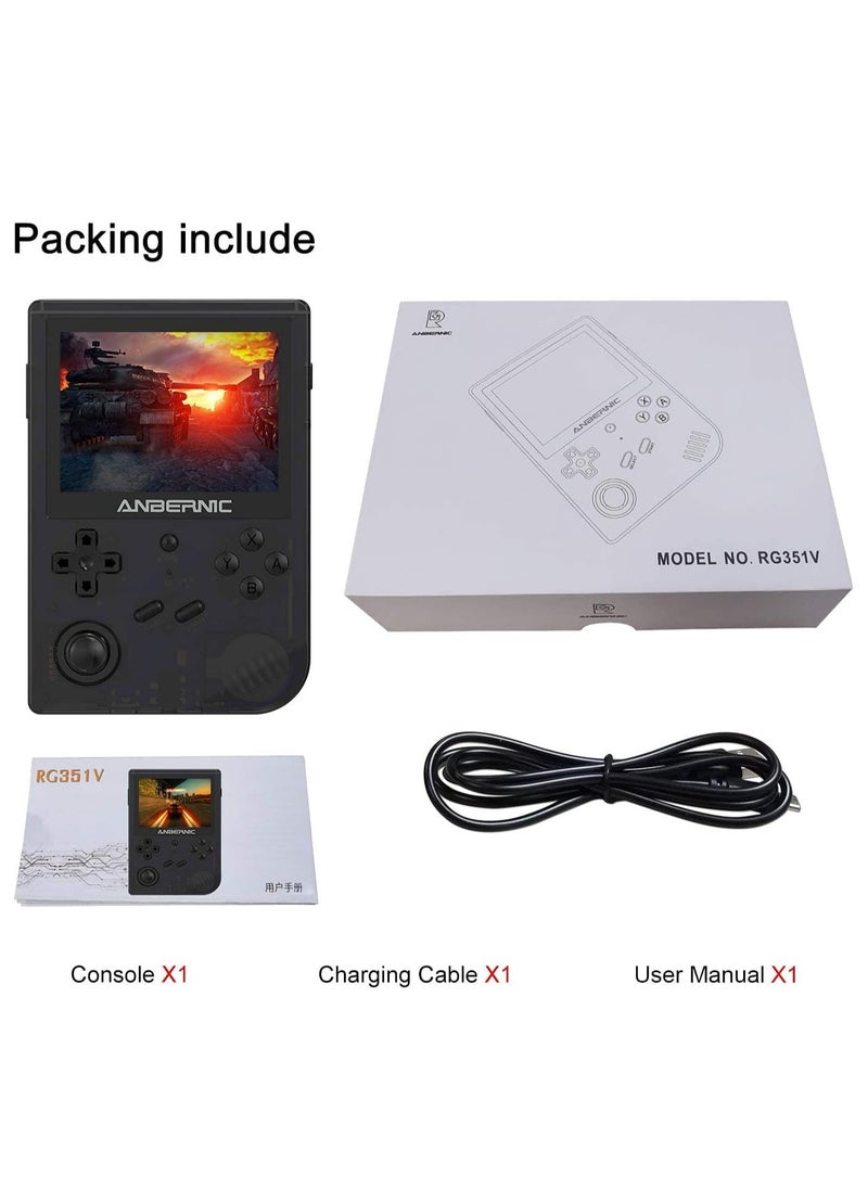 ANBERNIC  - RG351V Handheld Game Console, Plug & Play Video Games Supports Double TF Extend 256GB, Portable Game Console 3.5 Inch IPS Screen 2521 Games (Black) - Image 1
