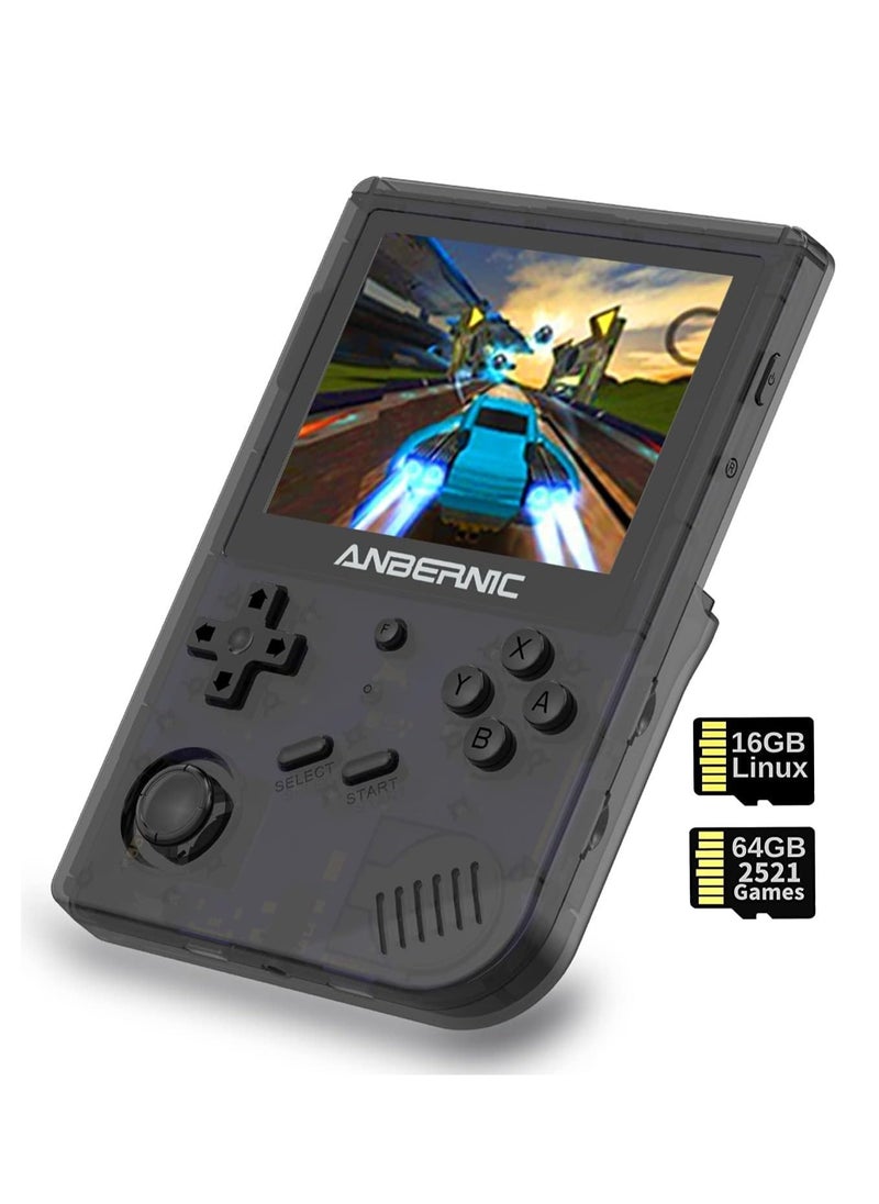 ANBERNIC  - RG351V Handheld Game Console, Plug & Play Video Games Supports Double TF Extend 256GB, Portable Game Console 3.5 Inch IPS Screen 2521 Games (Black) - Image 1