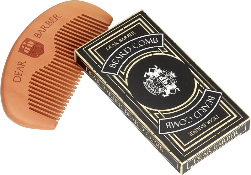 Dear Barber BEARD COMB FOR MEN Pear Wood Beard and Moustache Comb for Styling Detangling and Grooming PocketSized AntiStatic for Facial Hair