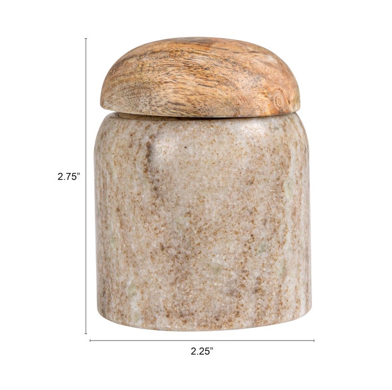 Creative Co-Op Modern Marble Wood Lid, Natural Canister - Image 3