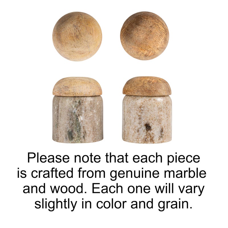 Creative Co-Op Modern Marble Wood Lid, Natural Canister - Image 2