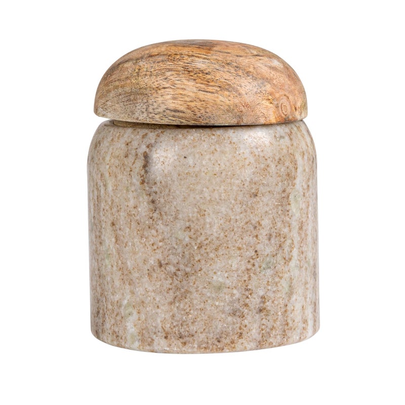Creative Co-Op Modern Marble Wood Lid, Natural Canister - Image 5