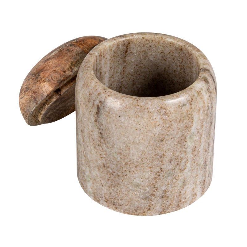 Creative Co-Op Modern Marble Wood Lid, Natural Canister - Image 4