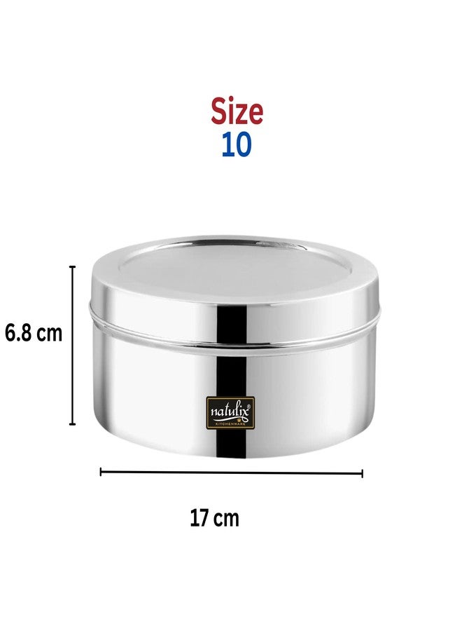 NATULIX Stainless Steel Masala Container | Masala box for Kitchen | Spice Box | Masala Dabba with 7 Containers and Small Spoon | Silver | Medium 17cm | 1.2 Ltr - Image 3
