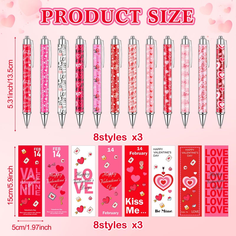Jaloro 24 Set Valentine's Day Gifts Bulk with Pens, Keychains, Greeting Cards, Pins & Heart Organza Bags Coworker Valentine Gifts Bulk for Employees Party Exchange Gift - Image 2