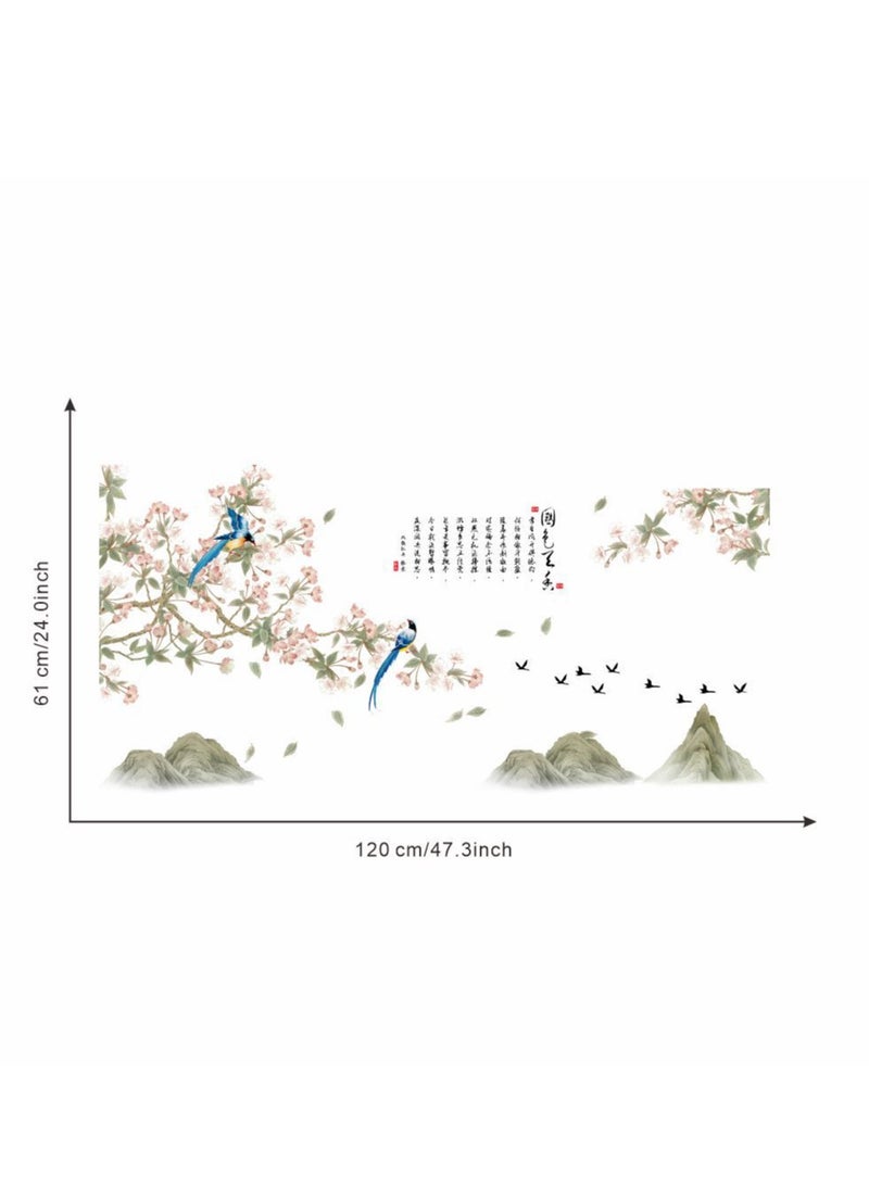 Bluejw Chinese Style Landscape Painting Self-Adhesive Wall Stickers Perfect For Bedroom And Living Room - Image 2