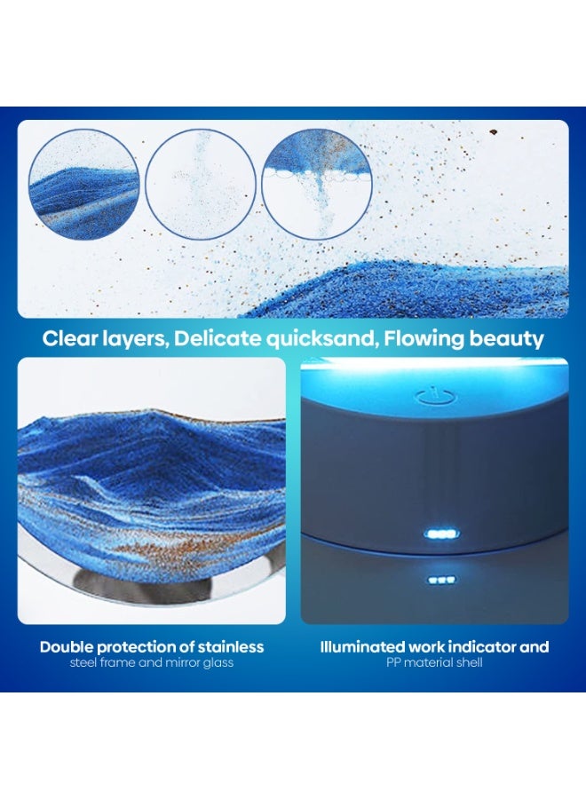 ARABIQO 3D Moving Sand Art Lamp, 360° Rotating Hourglass, RGB Color Changing LED Table Lamp, Quicksand Painting Night Light for Home, Office & Bedroom Decor (Blue) - Image 3