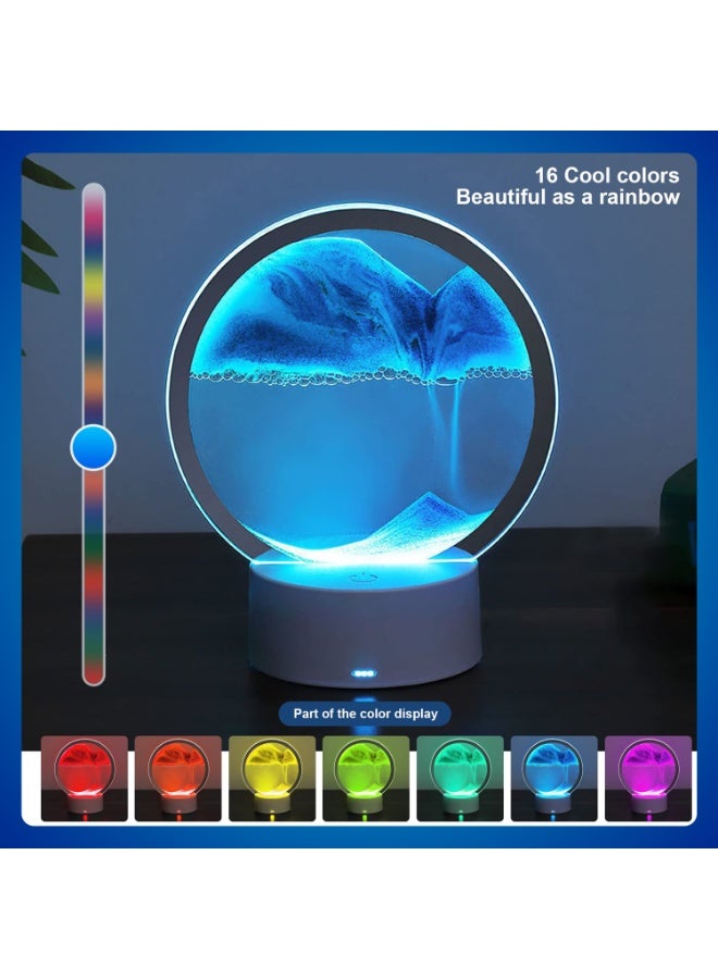 ARABIQO 3D Moving Sand Art Lamp, 360° Rotating Hourglass, RGB Color Changing LED Table Lamp, Quicksand Painting Night Light for Home, Office & Bedroom Decor (Blue) - Image 5