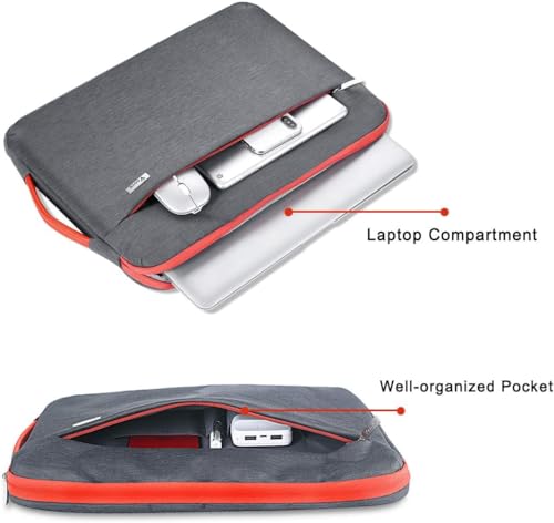 Voova Laptop Sleeve Case 14 15 Inch with Handle, 360° Protective Waterproof Slim Computer Bag Cover Compatible with MacBook Air 15 M2/M3/M4 2024-2025, MacBook Pro 14, Hp Chromebook 14, Grey - Image 3