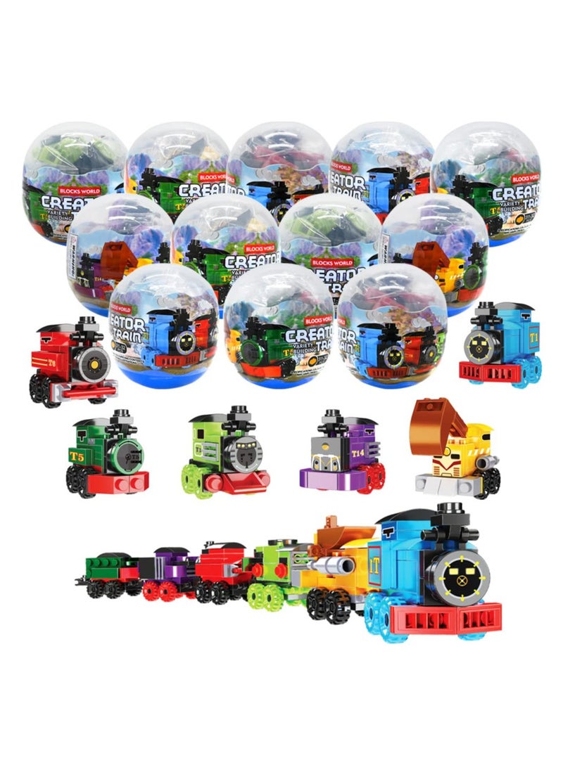 Zikra 12PCS PreFilled Easter Eggs with Train Building Blocks Set for Kids Surprise Eggs Filled Toys Set, Easter Basket Stuffers, Easter Eggs Hunt, Easter Party Favors Classroom Prize Supplies - Image 1