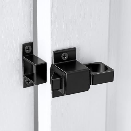 INIRET 2 Packs Self-Closing Latches, Black Spring Door Lock, Aluminum Alloy Automatic Gate Latch with Spring Loaded Pin, Security Window & Cabinet Lock - Image 3