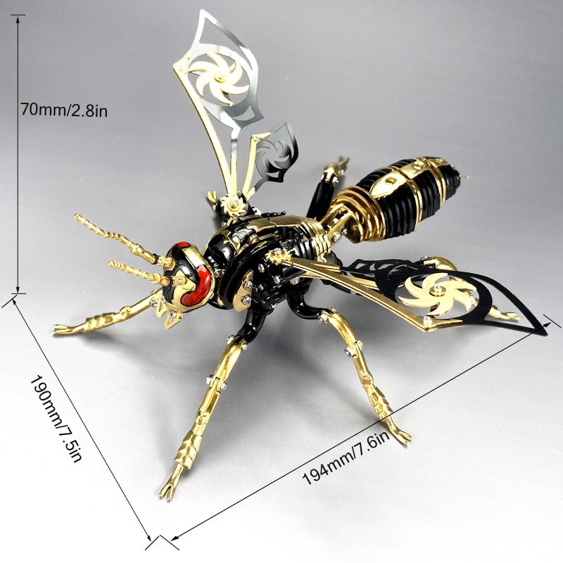 OreilleStar 3D Metal Wasp Puzzles for Adults, Model Kits Mechanical Building Blocks, Difficult DIY for Assembly Gifts for Men Gold - Image 2