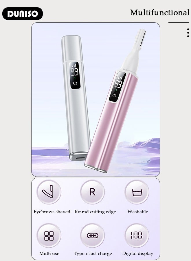 DUNISO Electric Eyebrow Trimmer, Rechargeable Painless Hair Remover with 3 Gear Adjustment , Detachable Cordless Eyebrow Hair Remover with LED Display, Facial Hair Remover for Women - Image 2