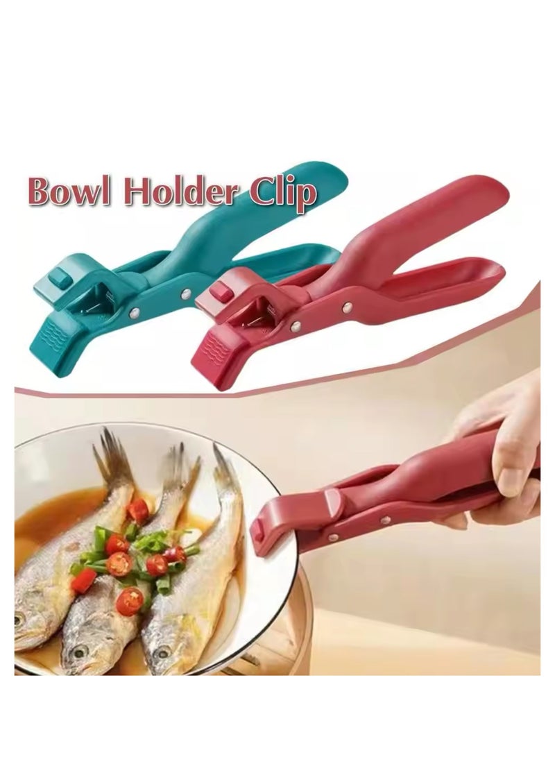 BLUE CORAL Anti-scald Clip Silicone Kitchen Anti Scald Plate Bowl Dish Pot Holder Anti-hot Clip Lifter Kitchen Accessories Gadget Tongs Gripper Silicone (2-Pack Red/Green) - Image 1