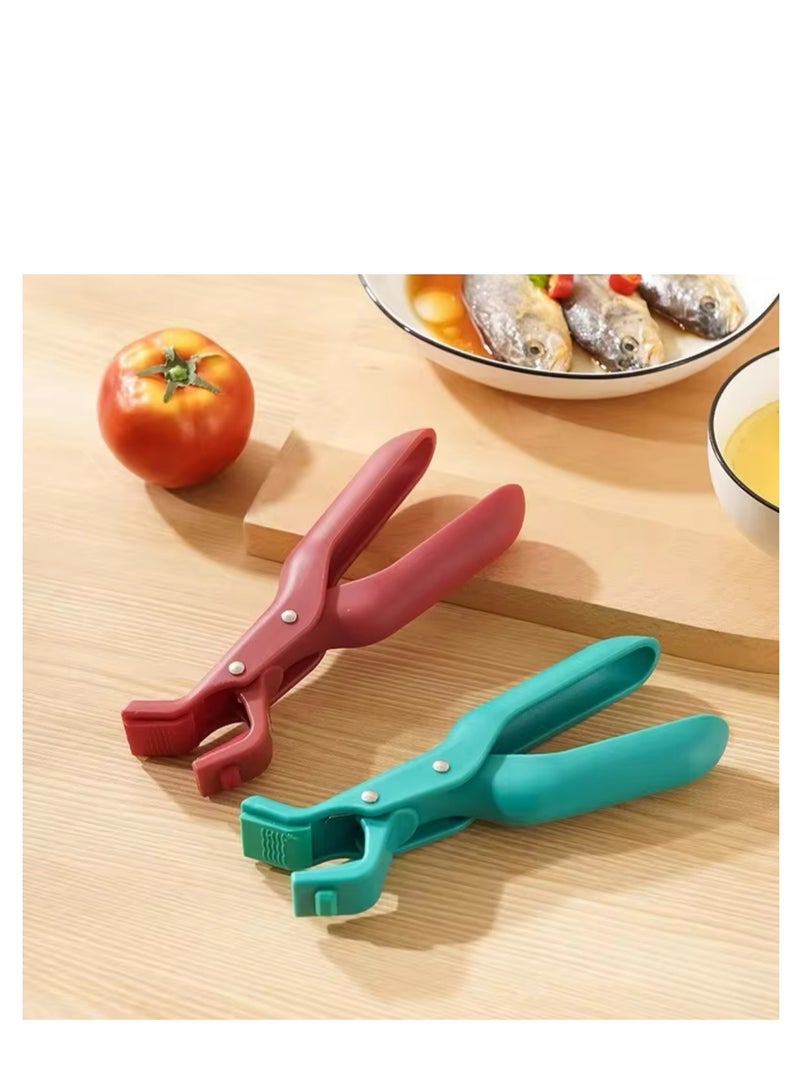 BLUE CORAL Anti-scald Clip Silicone Kitchen Anti Scald Plate Bowl Dish Pot Holder Anti-hot Clip Lifter Kitchen Accessories Gadget Tongs Gripper Silicone (2-Pack Red/Green) - Image 2