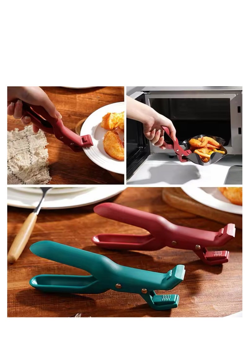 BLUE CORAL Anti-scald Clip Silicone Kitchen Anti Scald Plate Bowl Dish Pot Holder Anti-hot Clip Lifter Kitchen Accessories Gadget Tongs Gripper Silicone (2-Pack Red/Green) - Image 4