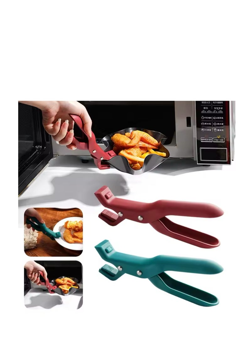 BLUE CORAL Anti-scald Clip Silicone Kitchen Anti Scald Plate Bowl Dish Pot Holder Anti-hot Clip Lifter Kitchen Accessories Gadget Tongs Gripper Silicone (2-Pack Red/Green) - Image 5