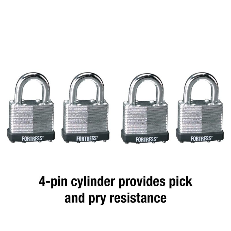 Master Lock 1803Q Fortress Outdoor Padlock with Key, 4 Pack Keyed-Alike, Laminated Steel - Image 5