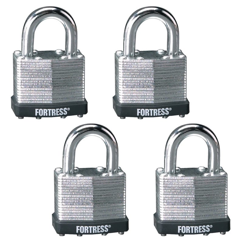 Master Lock 1803Q Fortress Outdoor Padlock with Key, 4 Pack Keyed-Alike, Laminated Steel - Image 1