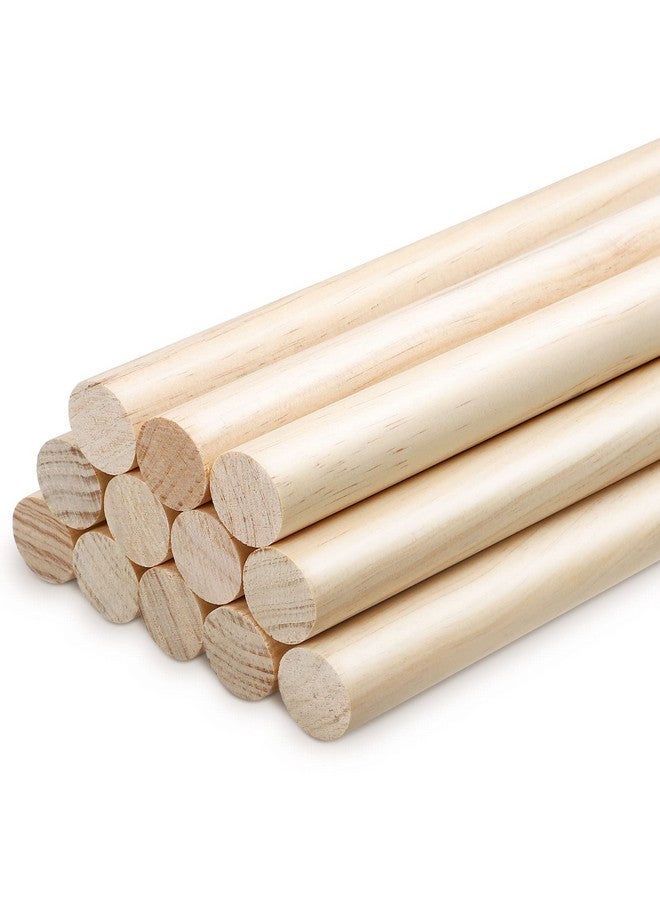 يوليجو × 12 بوصة قضبان وتد العصي الخشبية قضبان وتد خشبية قضبان مستديرة غير مكتملة من الخشب الصلب مسامير خشبية للحرف اليدوية ذاتية الصنع (6 قطع) - Image 1