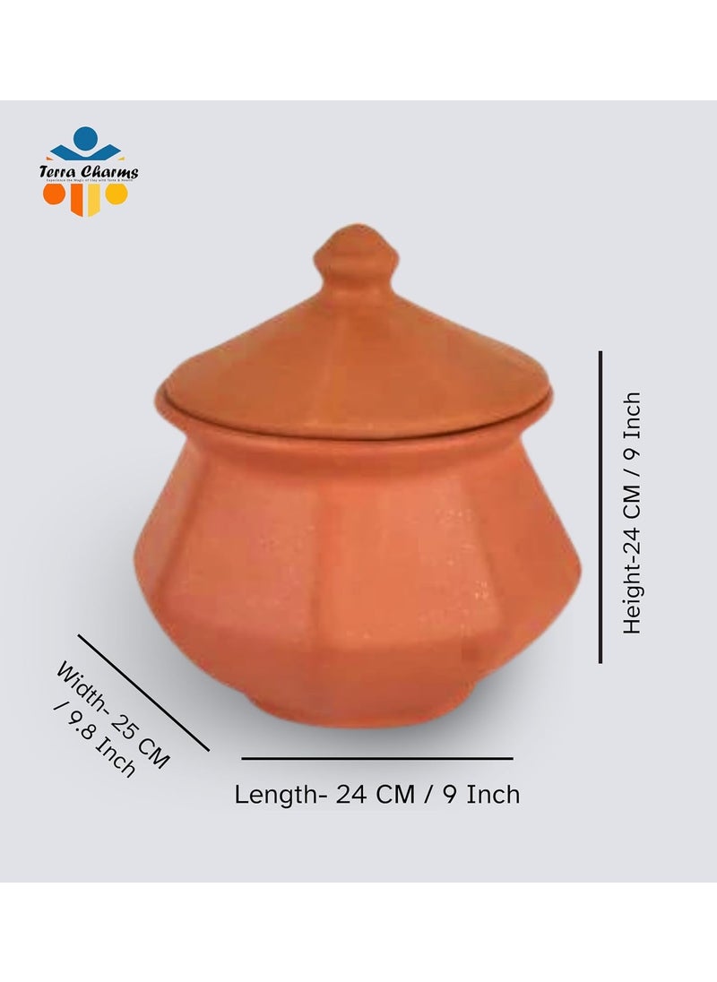 Terra Charms Terra Charms Clay Pot for Making Cooking Serving Korma Handi Clay Handi for Kitchen Safe Lightweight Durable Clay Dahi Handi Brown Colour 1800ml Pack of 1  - Image 3