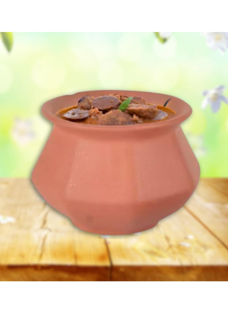 Terra Charms Terra Charms Clay Pot for Making Cooking Serving Korma Handi Clay Handi for Kitchen Safe Lightweight Durable Clay Dahi Handi Brown Colour 1800ml Pack of 1  - Image 1