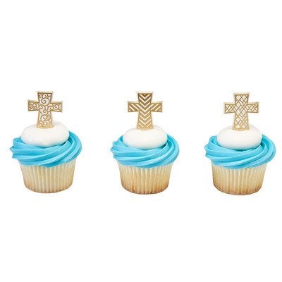 DecoPac Gold Cross Cupcake Picks - 24 pcs - Image 2