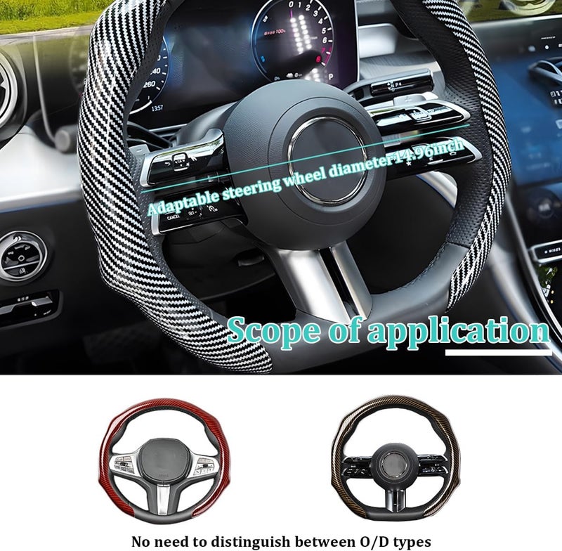 Sandfren Carbon Fiber Car Steering Wheel Cover, Non-Slip Comfortable Vehicle Steering Protector, Automotive Interior Wheel Wrap Cover Decoration Accessories, Universal Fit (Silver) - Image 2