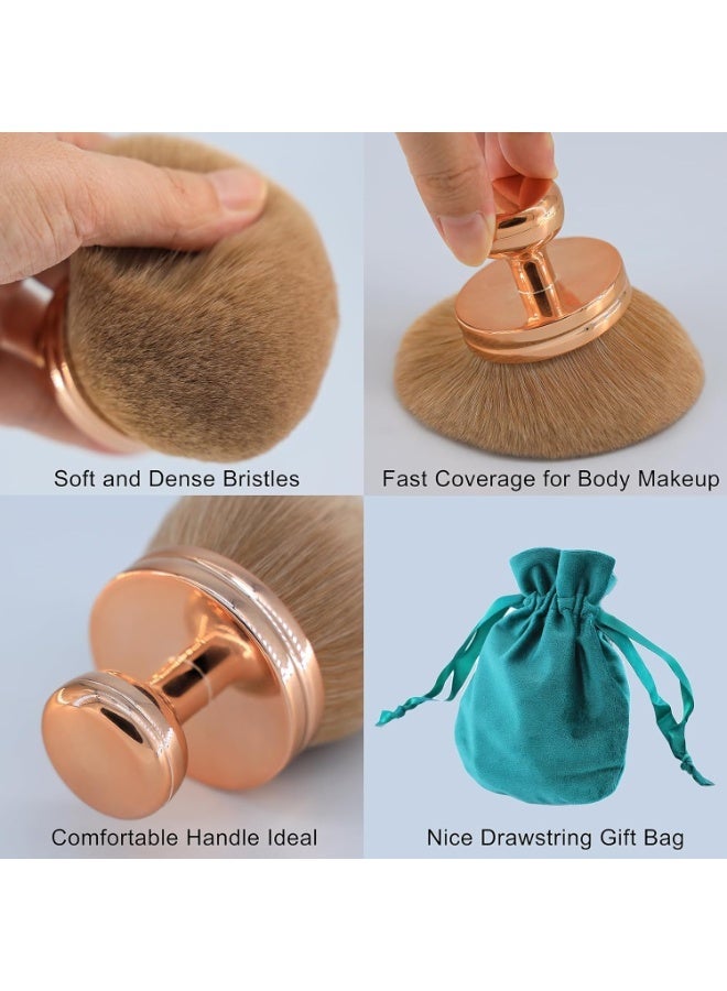 Extra Large Body Makeup Brush For Self Tanner Self Tan Back Applicator 74mm Wide-headed Kabuki Brush For Bronzers Blend Self Tanning Applicator Oval Face Leg Makeup Brush With Drawstring Bag - Image 5