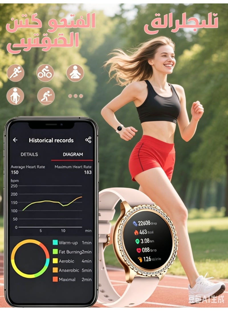 Women's Smartwatch with 1.32" AMOLED Screen, Bluetooth 5.0 Calls, Stainless Steel Strap, Fitness Tracker for iOS & Android - Image 5