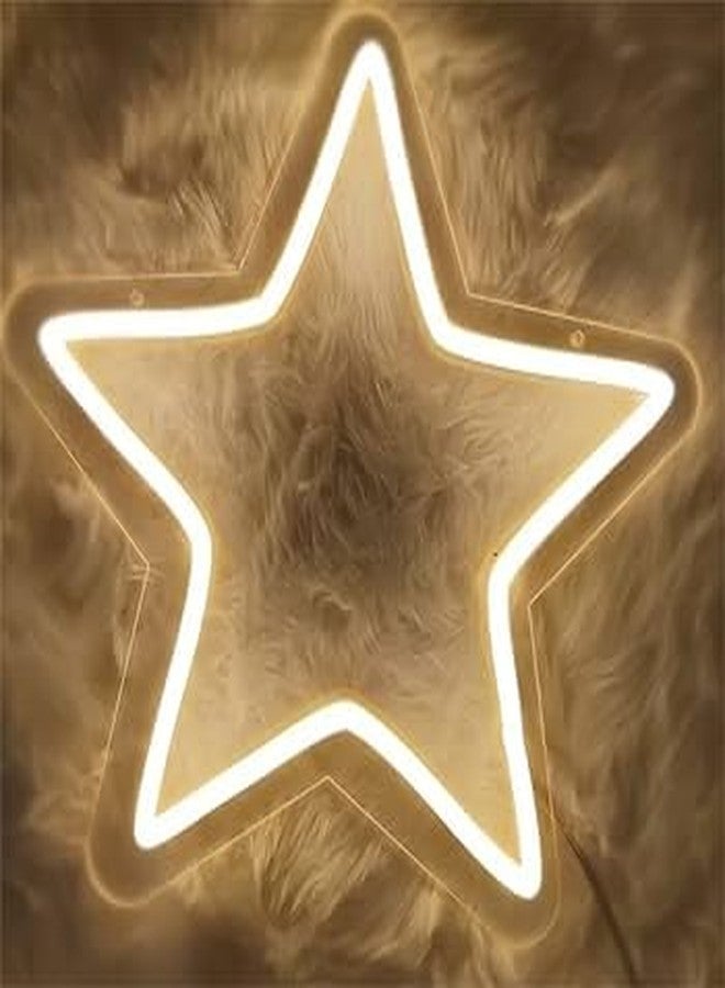 SEER Neon Star Sign, Warm White Star, m Size, Plastic Material, Perfect for Home Decor, Birthday, Party, Special Occasions - Image 1