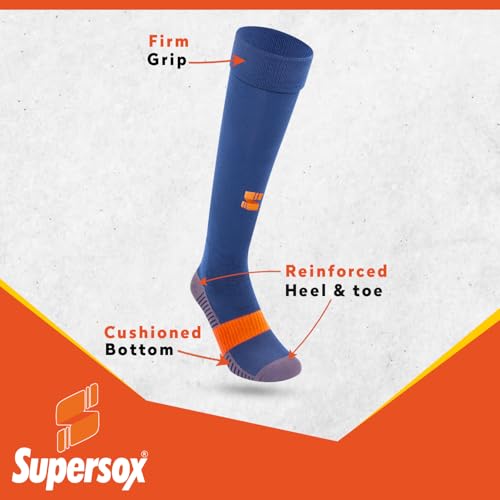 Supersox Cotton Unisex Kid's Football Socks - Knee Length Socks With Cushioned Sole,Odour Free&Superior Grip Uniform Stockings For Football/Soccer,Pack Of 2 (White&Navy,Medium (6 Years To 9 Years)) - Image 4