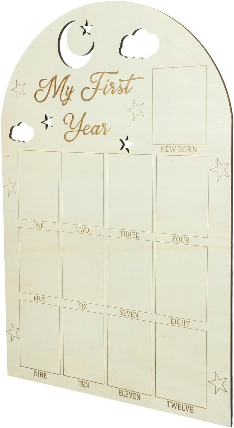 Photo Frame First Year Picture Frame for Wooden Keepsake Newborn Monthly Progress Display Nursery Décor - Image 1