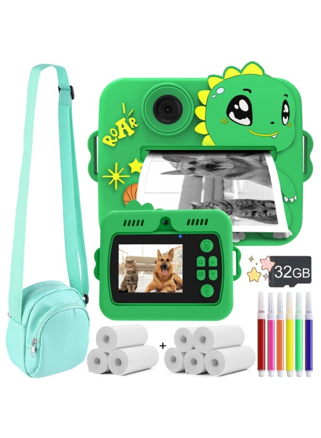 Instant Camera With Rechargeable Battery, Large Capacity 1300mAh, 1080P High-Definition Video, Dual Cameras (Front And Rear), Compact And Portable Design, Suitable For Travel, Family Photos And Outdoor Activities - Blue/Pink, Portable Camera - Image 1
