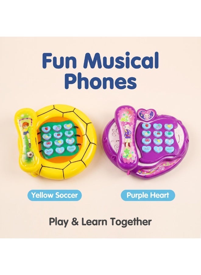 EASY FUTURE Baby Telephone Toy Toys Telephone for kids Music Telephone Light Up Educational Pretend Call Toy Built In Arabic Songs Attached Receiver Interactive Musical Buttons Indoor Pretend Role Play Learning Toy NO.2007 - Image 4