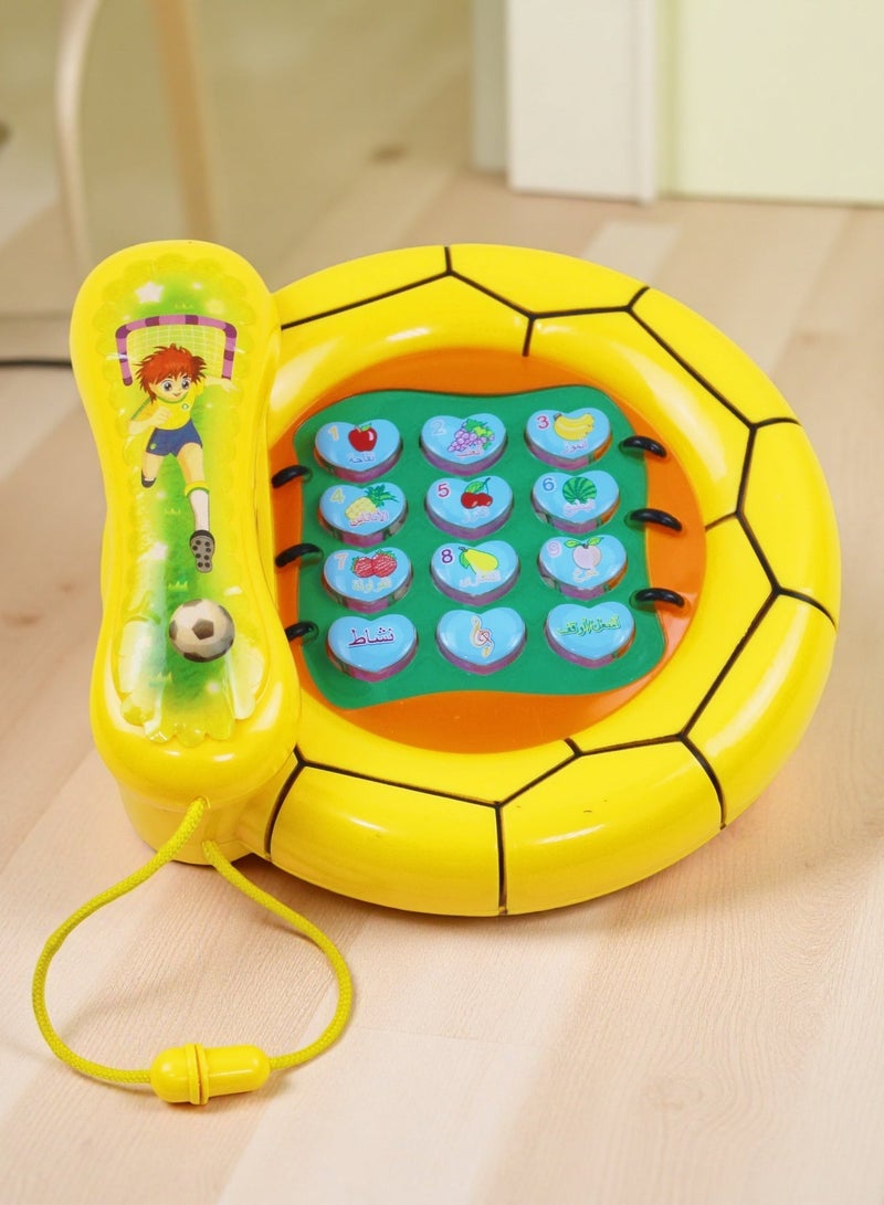EASY FUTURE Baby Telephone Toy Toys Telephone for kids Music Telephone Light Up Educational Pretend Call Toy Built In Arabic Songs Attached Receiver Interactive Musical Buttons Indoor Pretend Role Play Learning Toy NO.2007 - Image 1