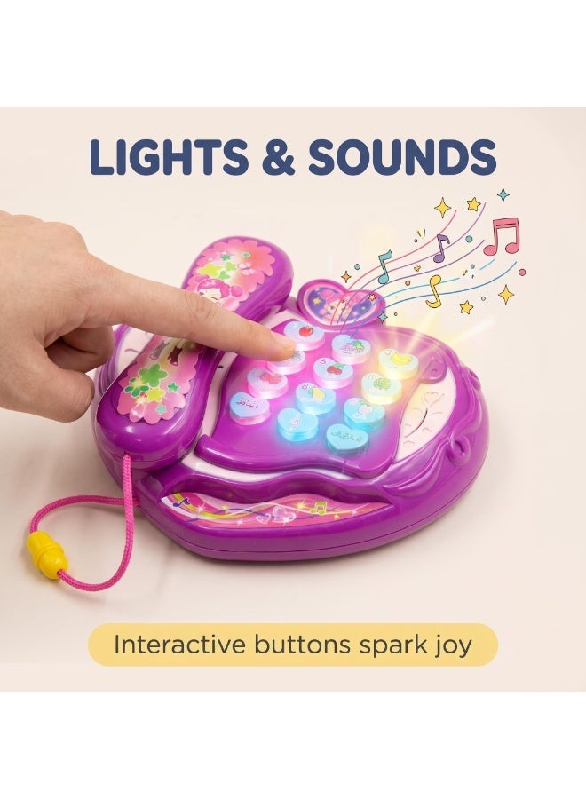 EASY FUTURE Baby Telephone Toy Toys Telephone for kids Music Telephone Light Up Educational Pretend Call Toy Built In Arabic Songs Attached Receiver Interactive Musical Buttons Indoor Pretend Role Play Learning Toy NO.2007 - Image 5