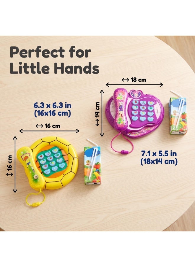 EASY FUTURE Baby Telephone Toy Toys Telephone for kids Music Telephone Light Up Educational Pretend Call Toy Built In Arabic Songs Attached Receiver Interactive Musical Buttons Indoor Pretend Role Play Learning Toy NO.2007 - Image 2