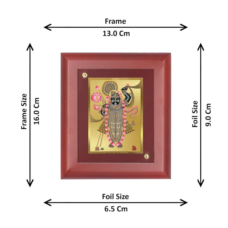 DIVINITI 24K Gold Plated Foil Shrinathji Rectangular Wall Photo FrameTable DecorMdf 1 Wooden Wall Photo Frame AndReligious Photo Frame Idol For PoojaGifts Items165Cmx140Cm - Image 4