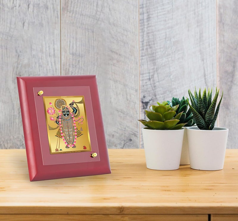 DIVINITI 24K Gold Plated Foil Shrinathji Rectangular Wall Photo FrameTable DecorMdf 1 Wooden Wall Photo Frame AndReligious Photo Frame Idol For PoojaGifts Items165Cmx140Cm - Image 1